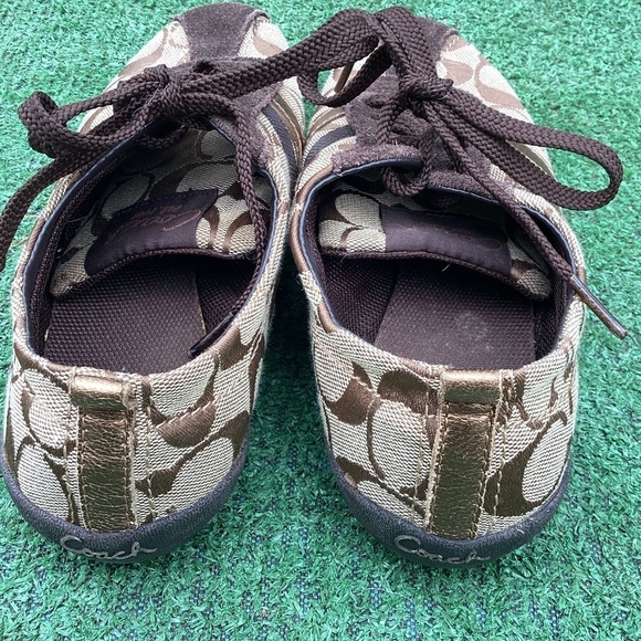 AUTHENTIC COACH JAYME SNEAKERS BROWN & GOLD SIGNATURE SHOE SUEDE & CANVAS 6.5 - Picture 5 of 13